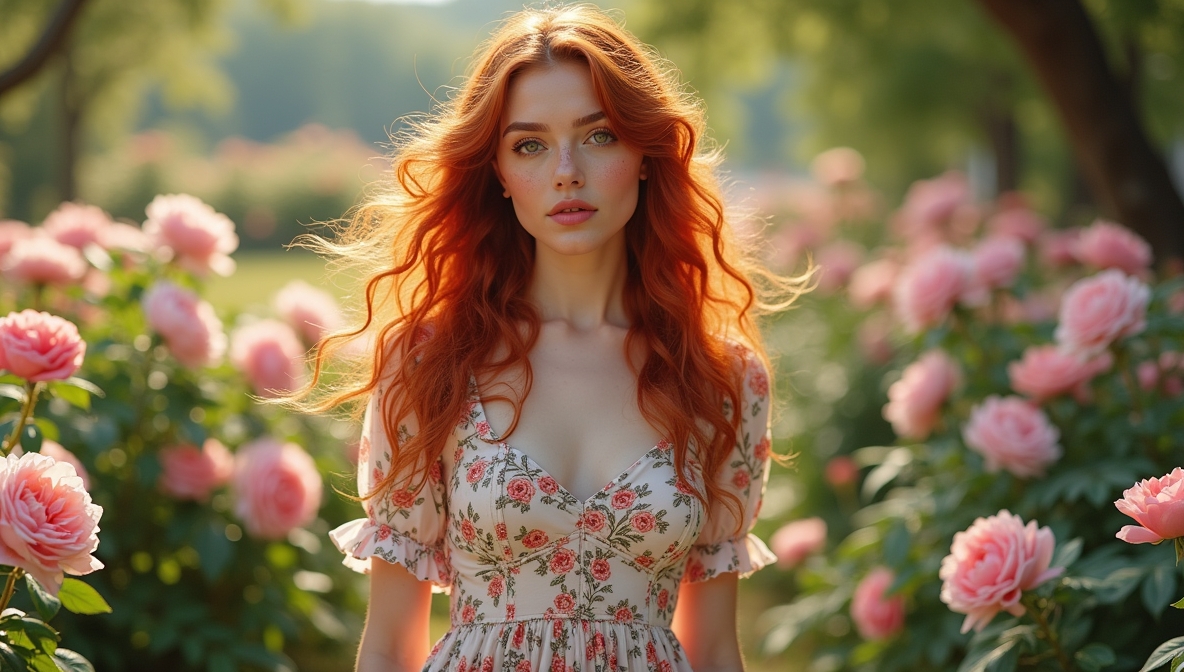 N8ked AI - The Free N8ked App for AI Undress flux dev a stunning redhaired woman with flowing curls and fre 1